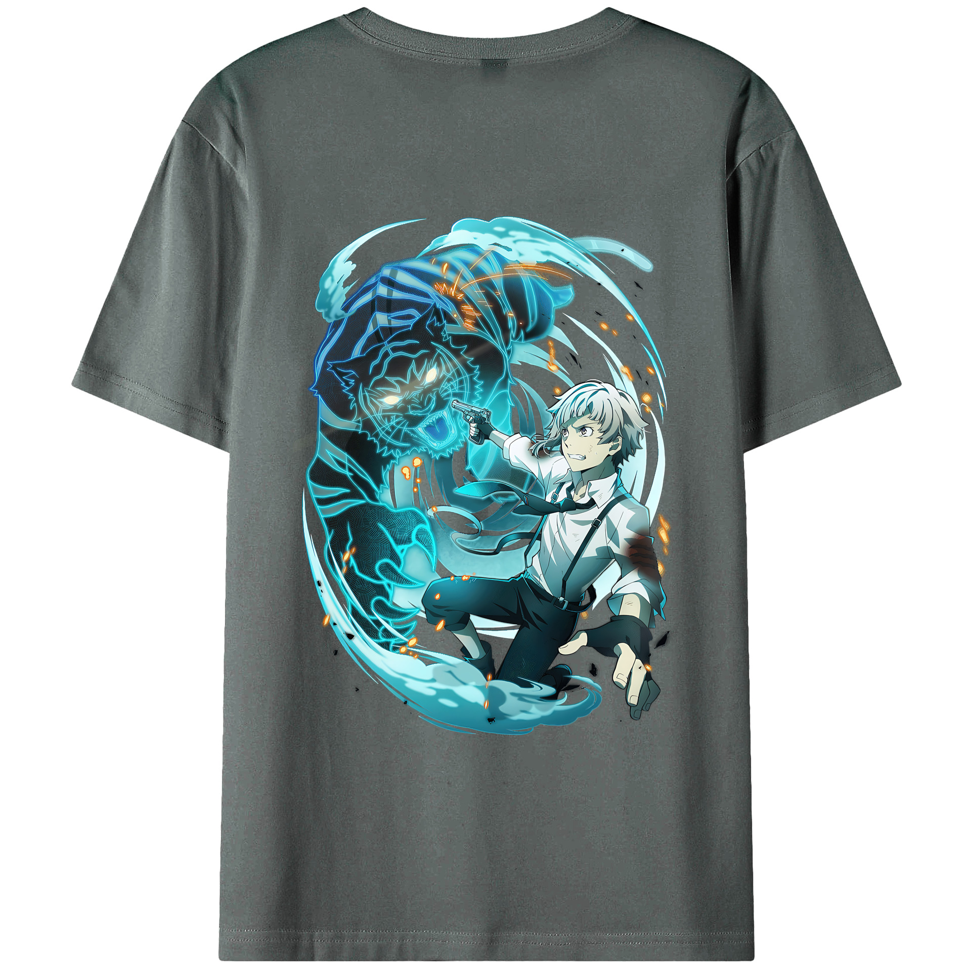 （画像用） 文豪ストレイドッグス Bungo Stray Dogs 綿100％ メンズ半袖Tシャツ（バックプリント） 通気性